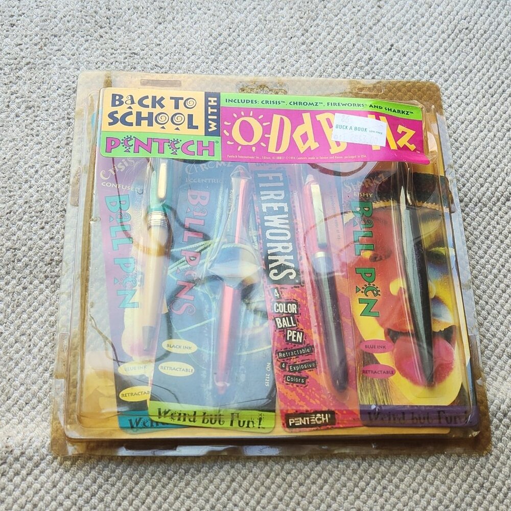 Pentech Oddballz Fireworks Crisis Chromz Sharkz Retractable Pens 90s School Kit - Picture 3 of 15
